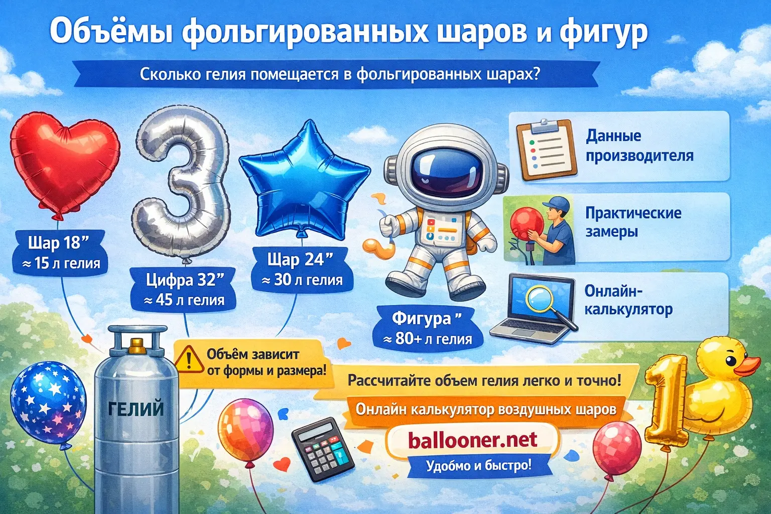 Балунер. Расчёт фольгированных шаров