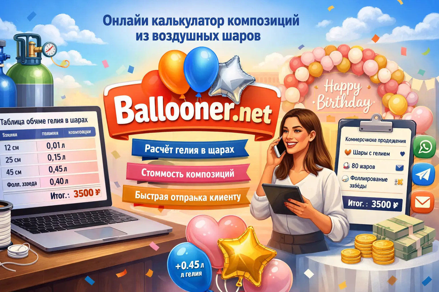 Балунер. Расчёт фольгированных шаров